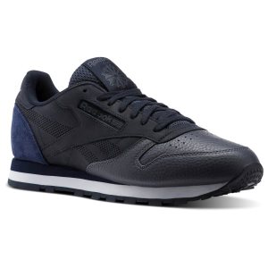 Adidasy Męskie Reebok Classic Leather UE Granatowe Niebieskie/Ciemny Niebieskie/Ciemny Niebieskie PL